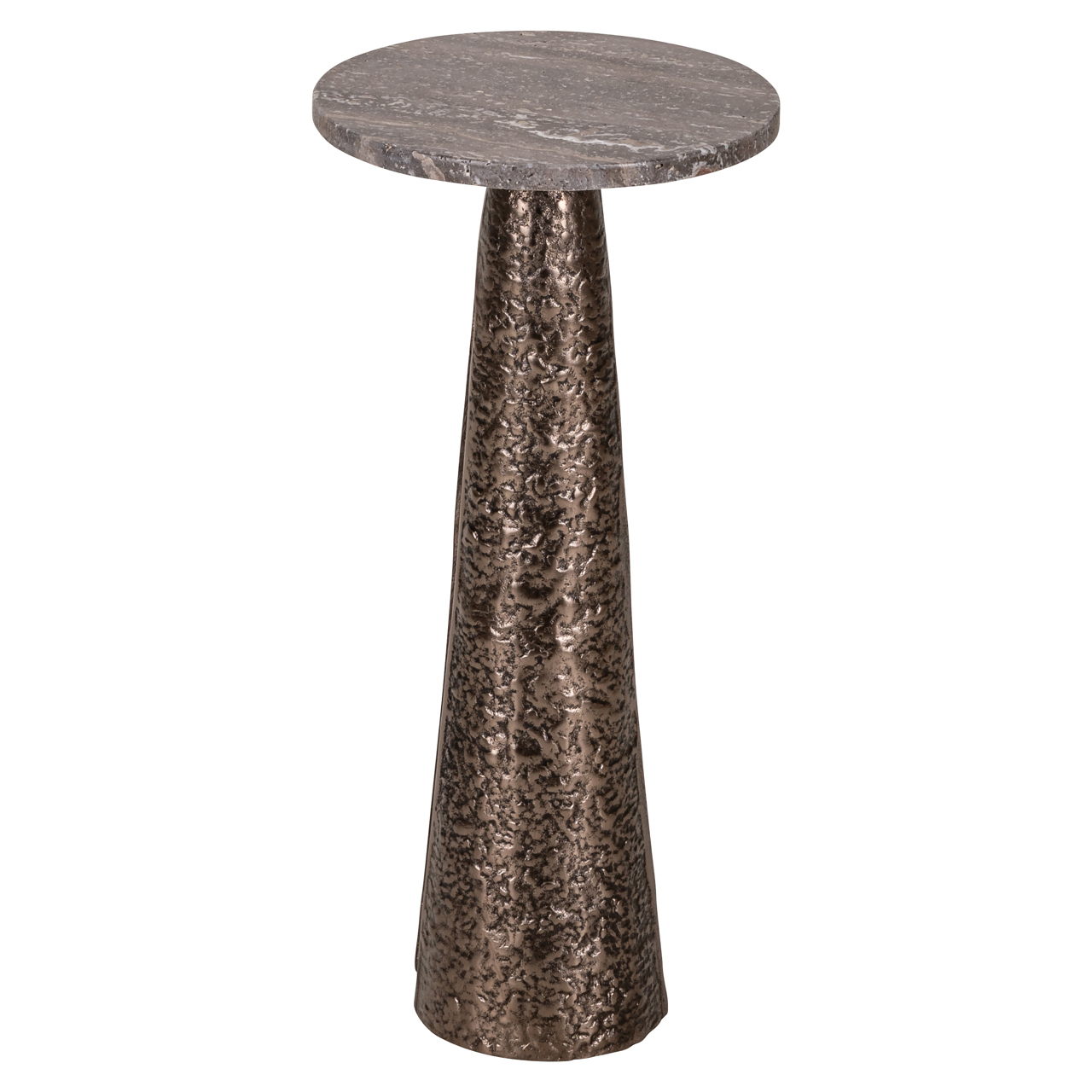 Beistelltisch Eldora bronze 25Ø (Aluminium|Travertine) - Richmond Interiors