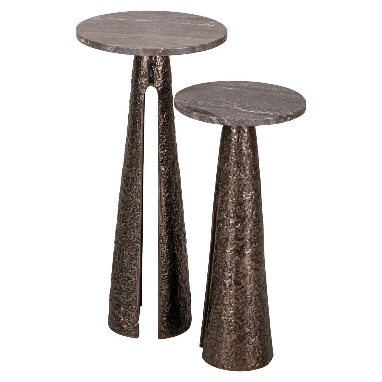 Beistelltisch Eldora bronze 25Ø (Aluminium|Travertine) - Richmond Interiors