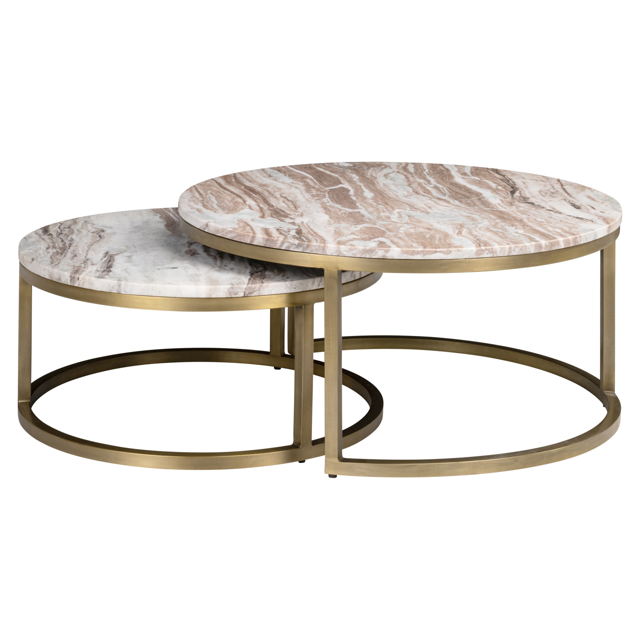 Couchtisch Bottega Blush beige (Set aus 2) (Toronto Marmor|Ijzer) - Richmond Interiors