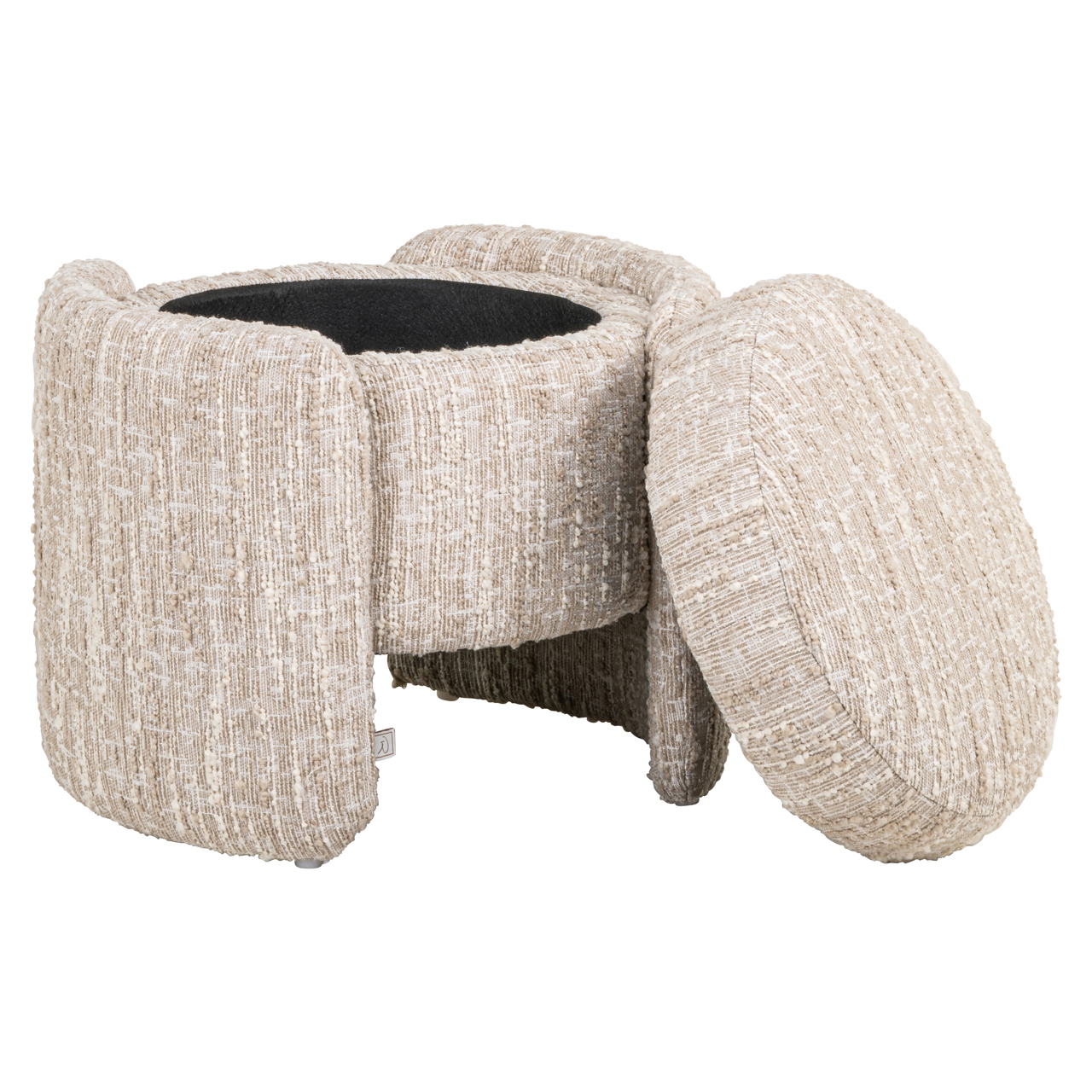 Puf y reposapiés Cupid beige angora con almacenaje - Richmond Interiors
