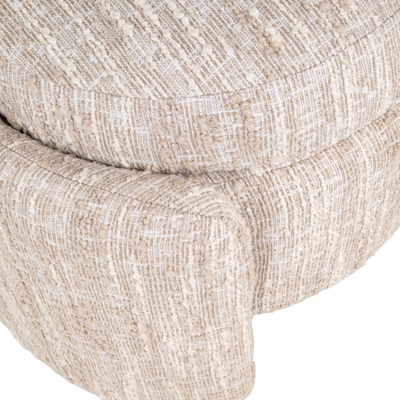 Puf y reposapiés Cupid beige angora con almacenaje - Richmond Interiors