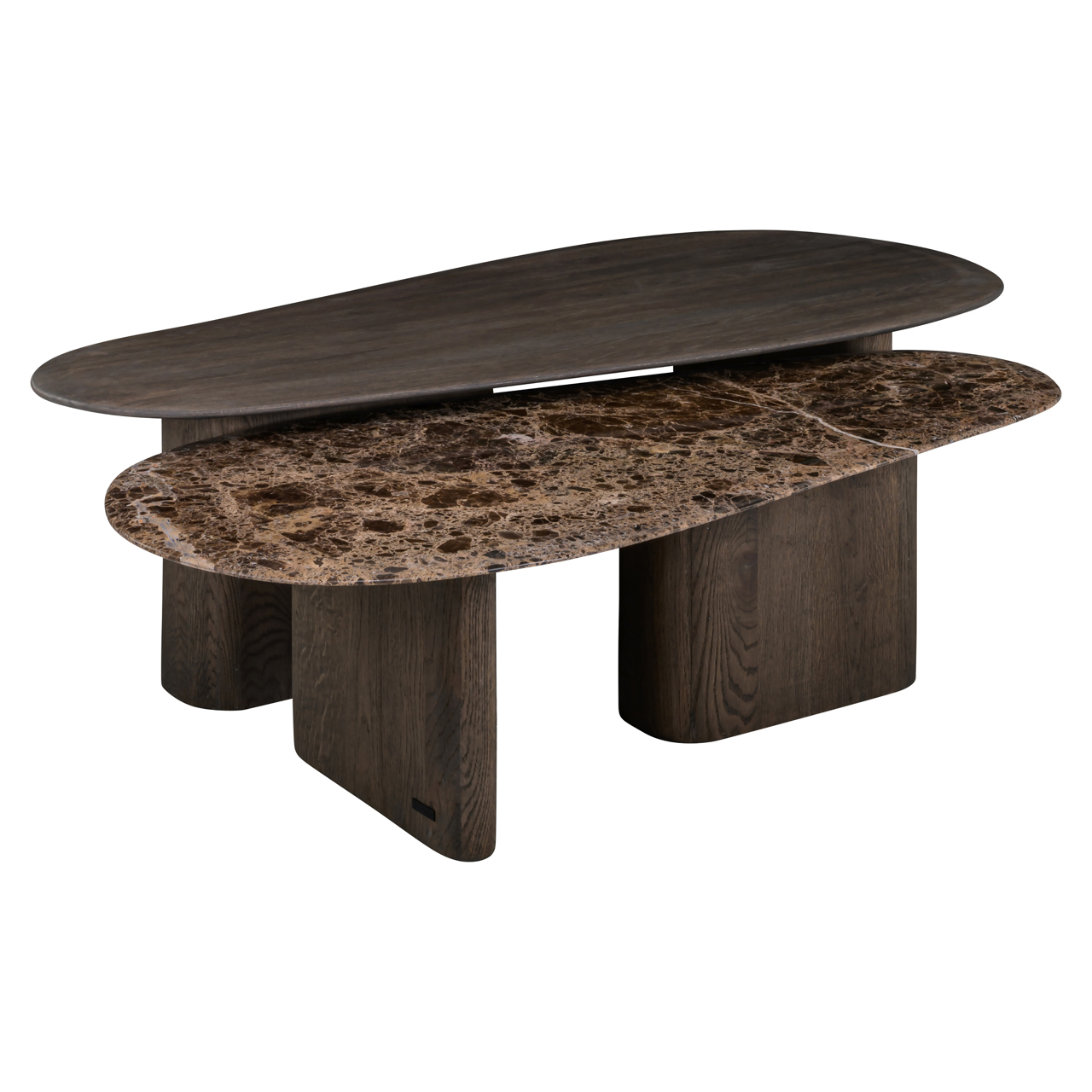 Couchtisch Castello Smoked charchoal (Set aus 2) (Eiche|Emperador Marmor) - Richmond Interiors