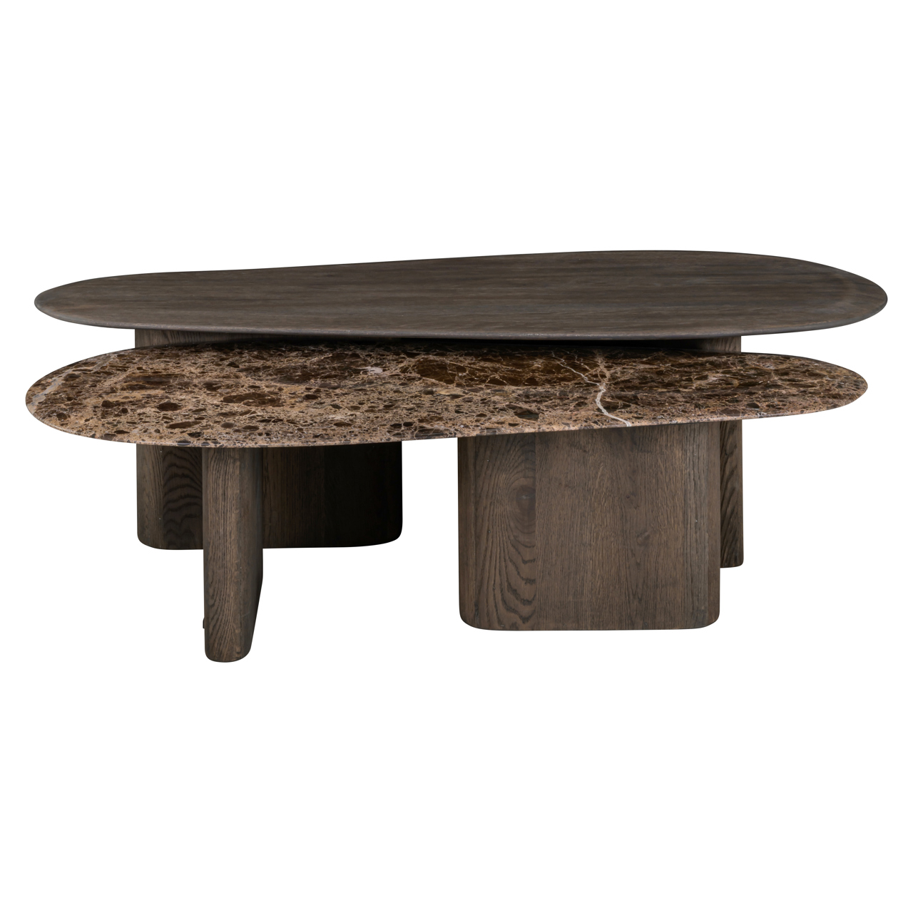 Couchtisch Castello Smoked charchoal (Set aus 2) (Eiche|Emperador Marmor) - Richmond Interiors