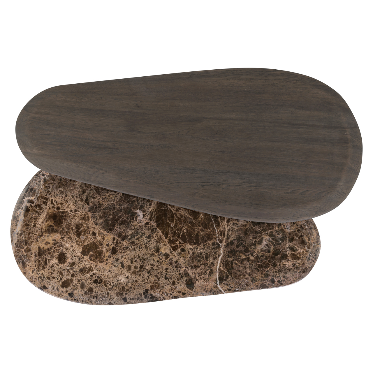 Couchtisch Castello Smoked charchoal (Set aus 2) (Eiche|Emperador Marmor) - Richmond Interiors