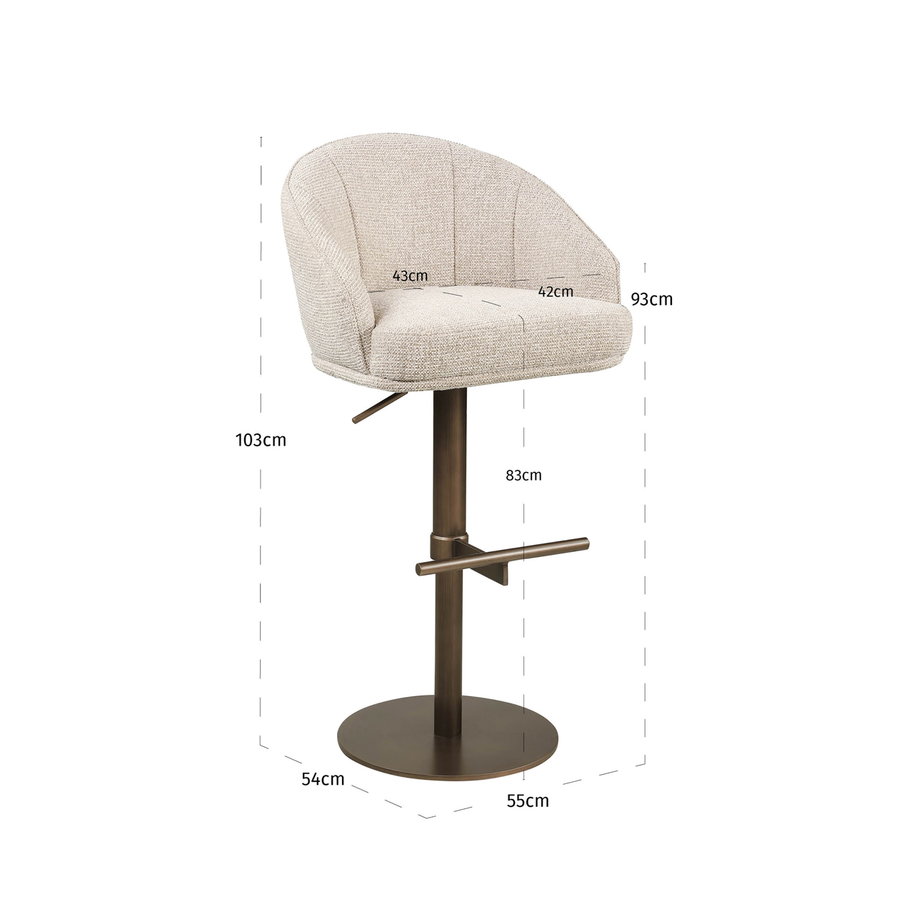 Barhocker Beverly natural fancy drehbar - Richmond Interiors