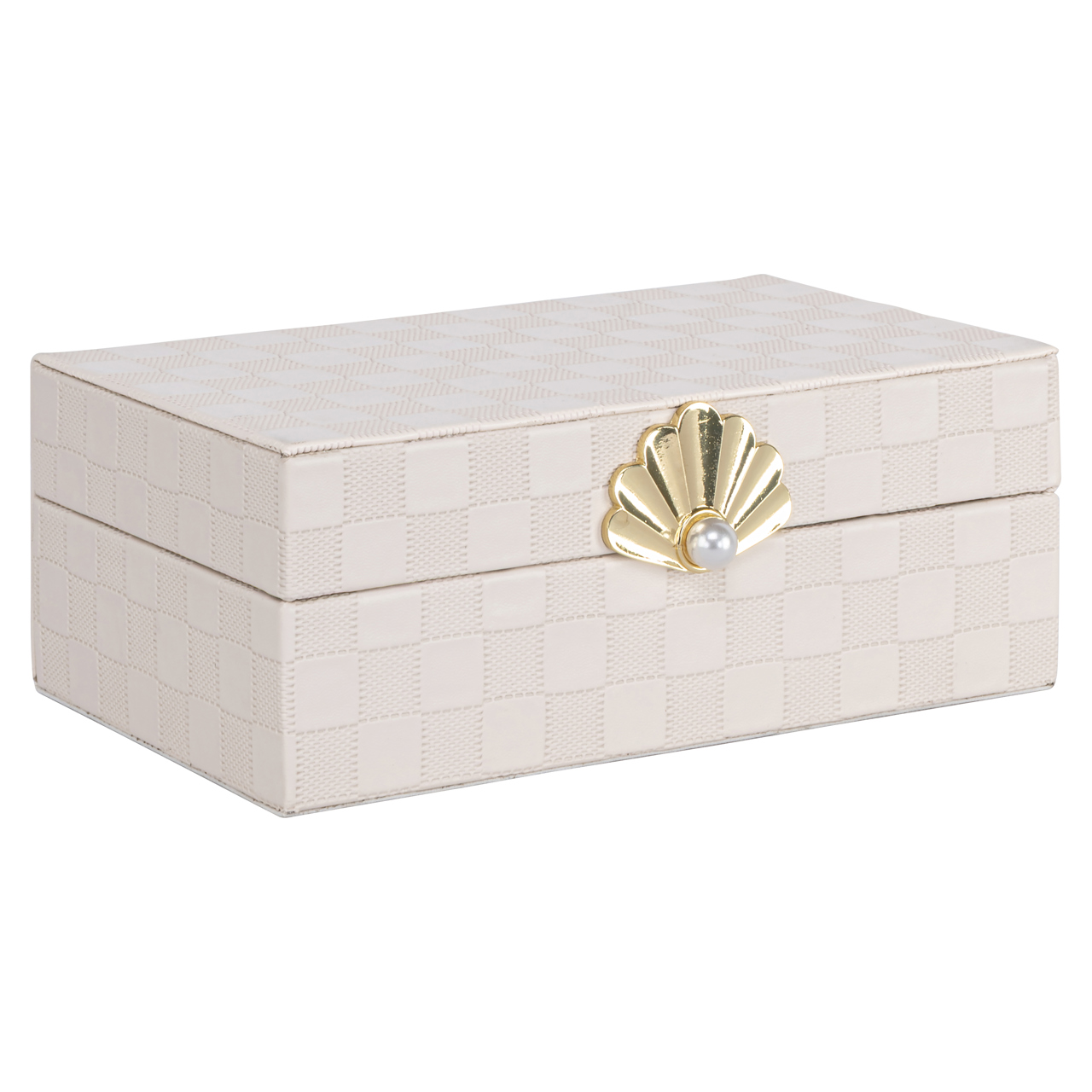 Storage box Bless ivory small (Mdf|Pu Leer|zinklegering) - Richmond Interiors