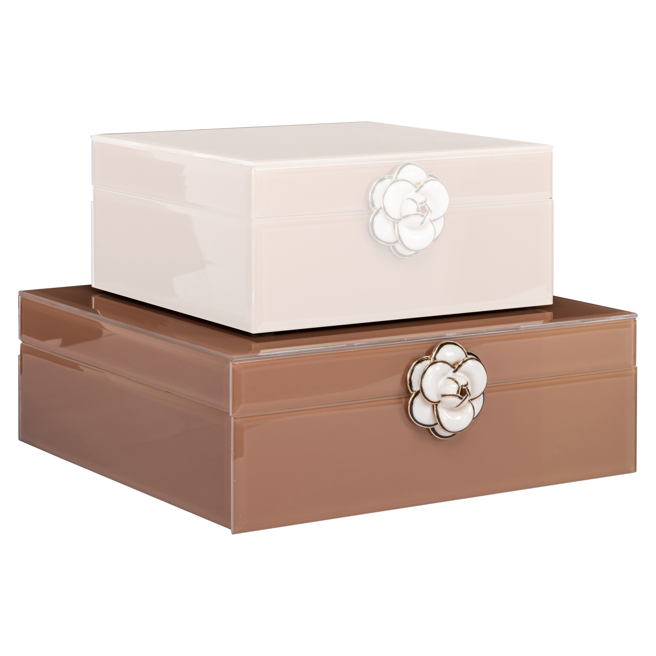 Aufbewahrungsbox Floral brown large (Glas|Mdf) - Richmond Interiors