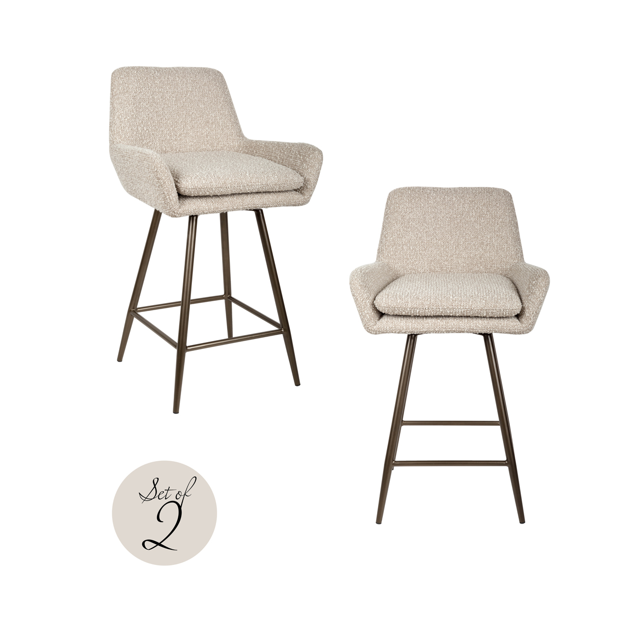 Thekenstuhl Linsey natural chunky drehbar (Set aus 2) - Richmond Interiors