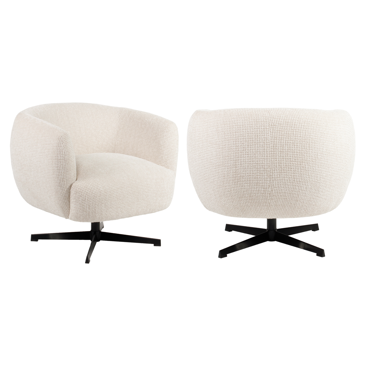 Lounge Stuhl Estelle beige blockweave drehbar - Richmond Interiors