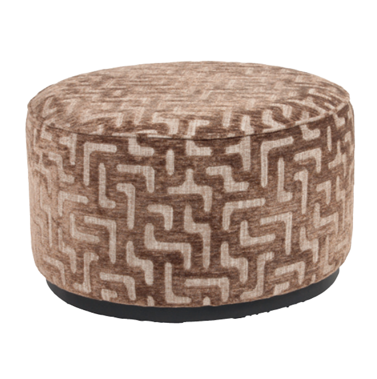 Poef & Voetenbank Lexie brown labyrinth 70Ø - Richmond Interiors
