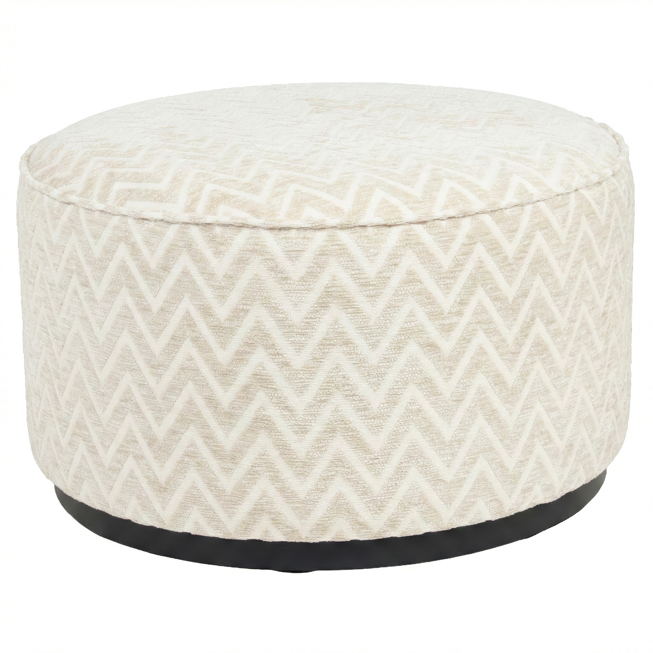 Poef & Voetenbank Lexie beige chevron 70Ø - Richmond Interiors