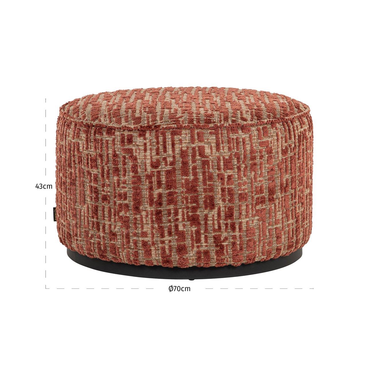 Pouffe & Footstool Lexie beige chevron 70Ø - Richmond Interiors