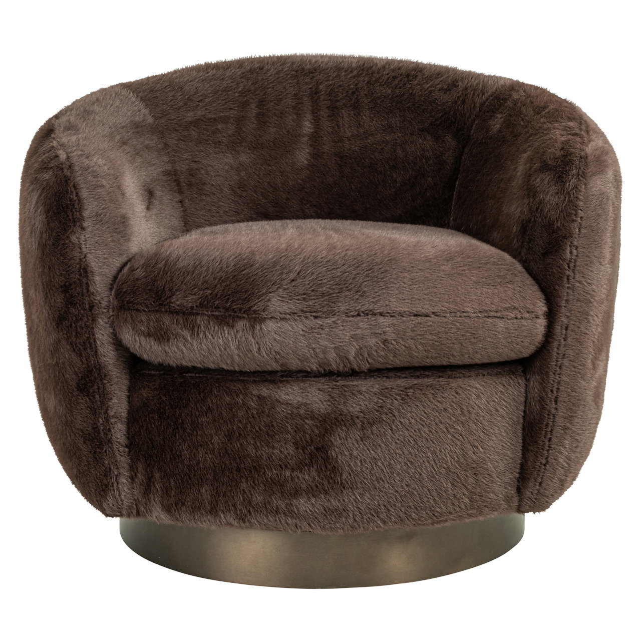 Sillón lounge Colmar chocolate de tejido fluffy giratorio - Richmond Interiors