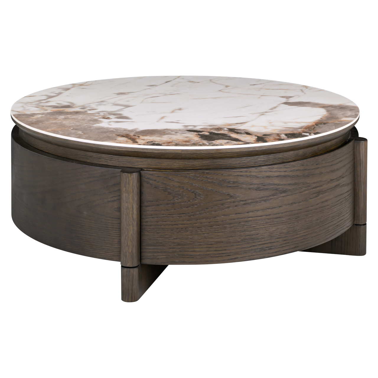 Couchtisch Langford brown 90Ø 1-drawer - Richmond Interiors