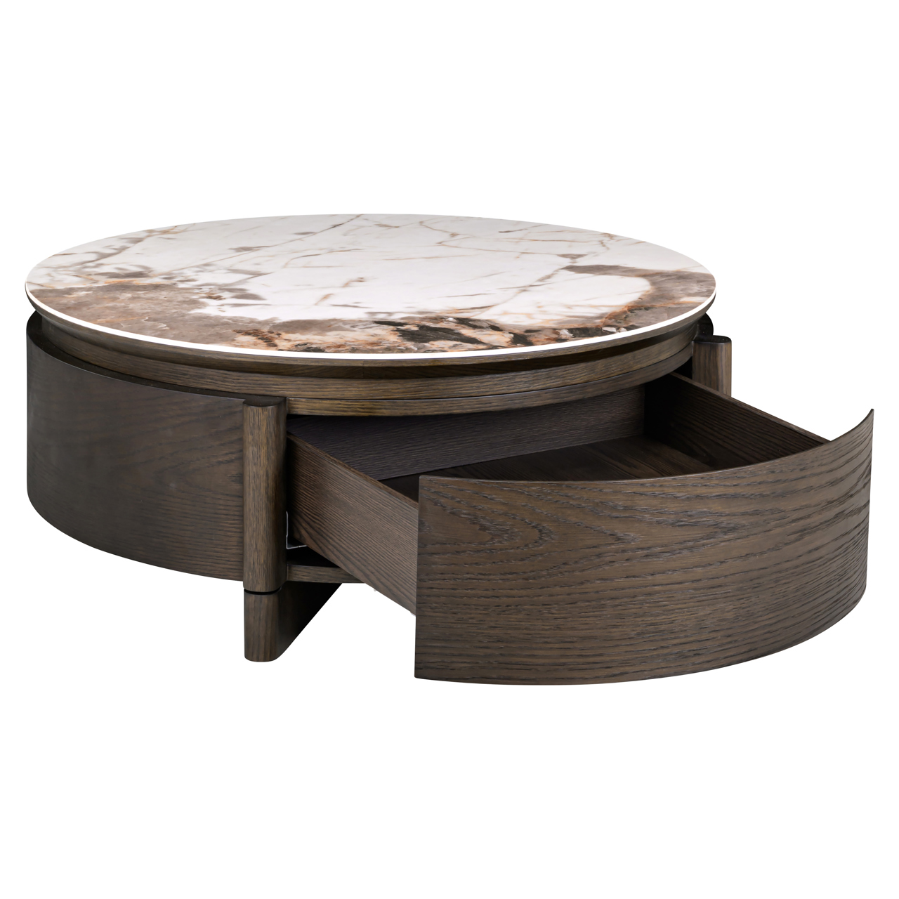 Couchtisch Langford brown 90Ø 1-drawer - Richmond Interiors