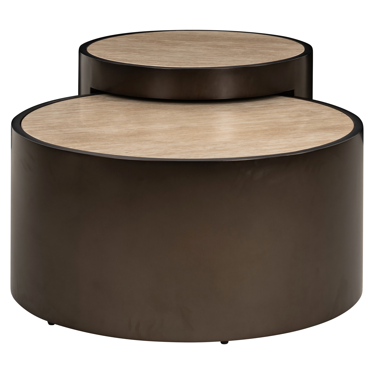 Couchtisch Ronson beige (Set aus 2) (Edelstahl|Faux Travertine) - Richmond Interiors
