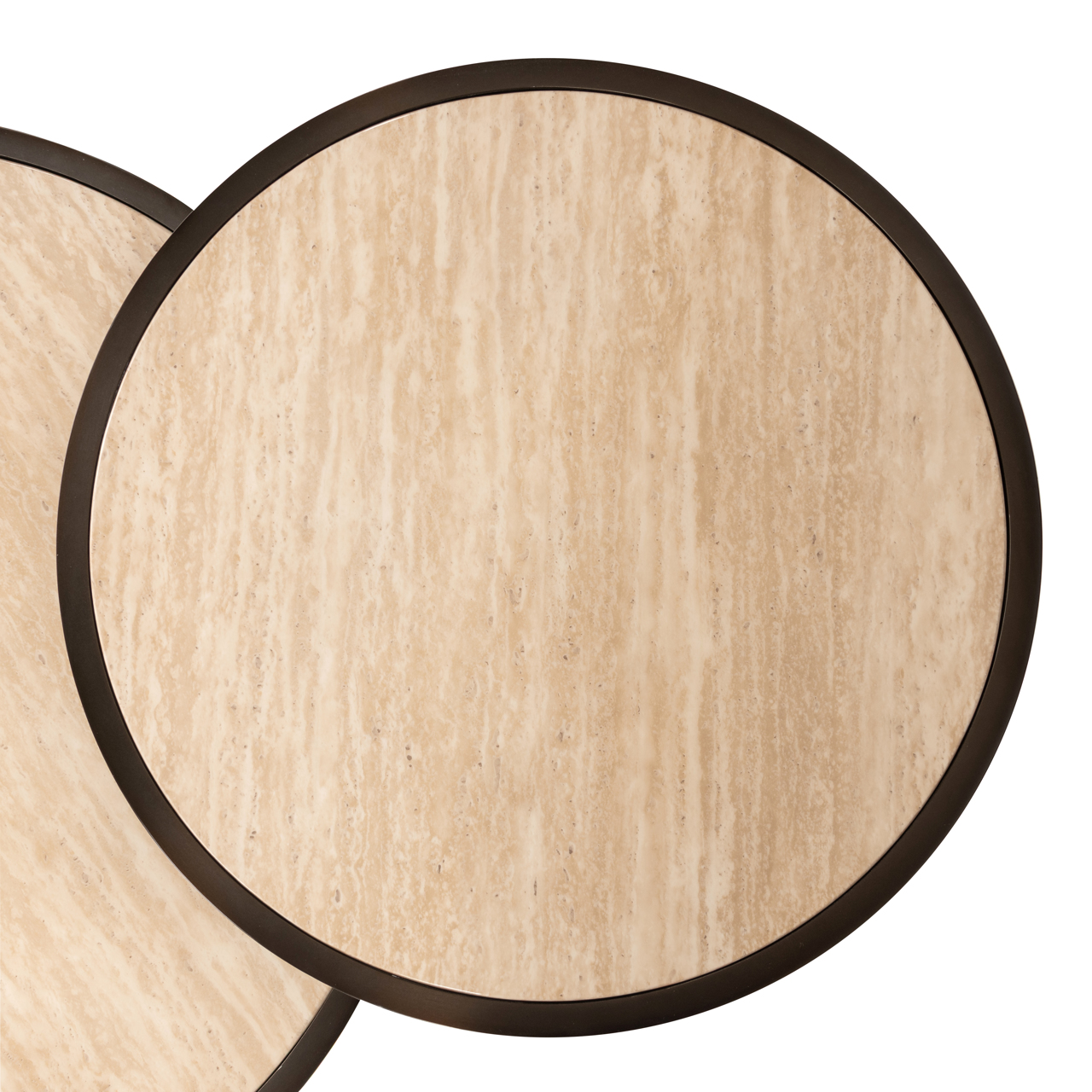 Couchtisch Ronson beige (Set aus 2) (Edelstahl|Faux Travertine) - Richmond Interiors