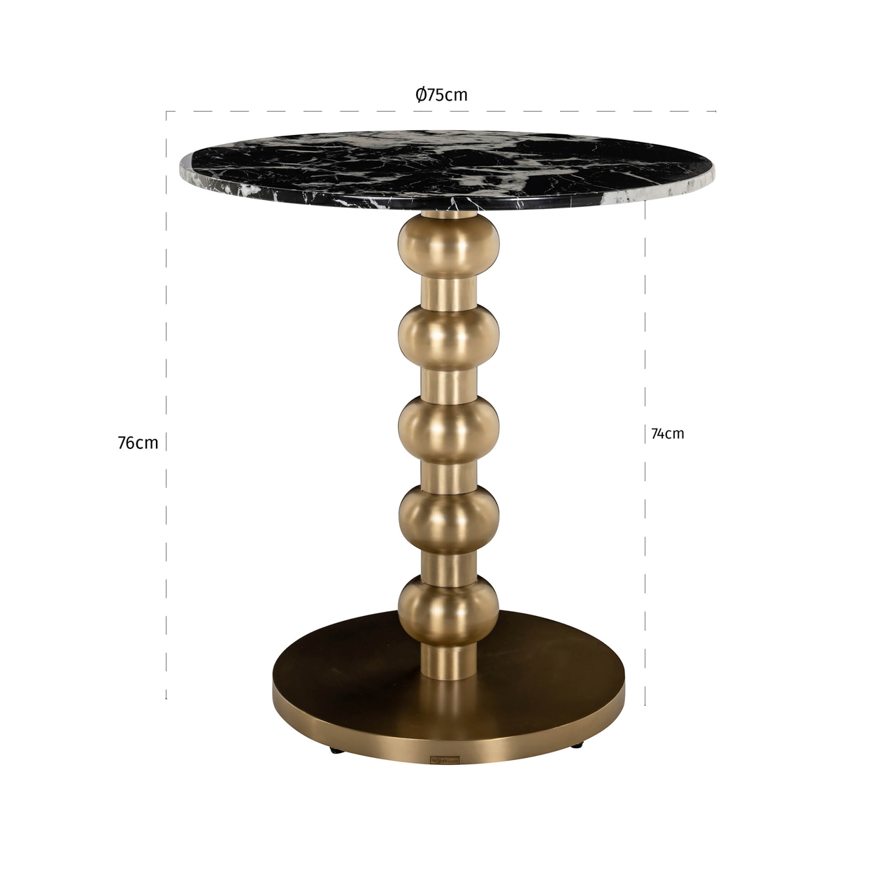 Mesa de bistró Witlox negro/dorado 75Ø - Richmond Interiors