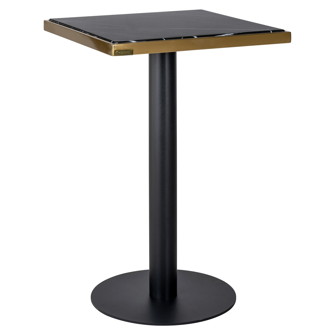 Bistro-Tisch Zenza black/gold 50x50 (Edelstahl|Metall|Faux Marmor) - Richmond Interiors