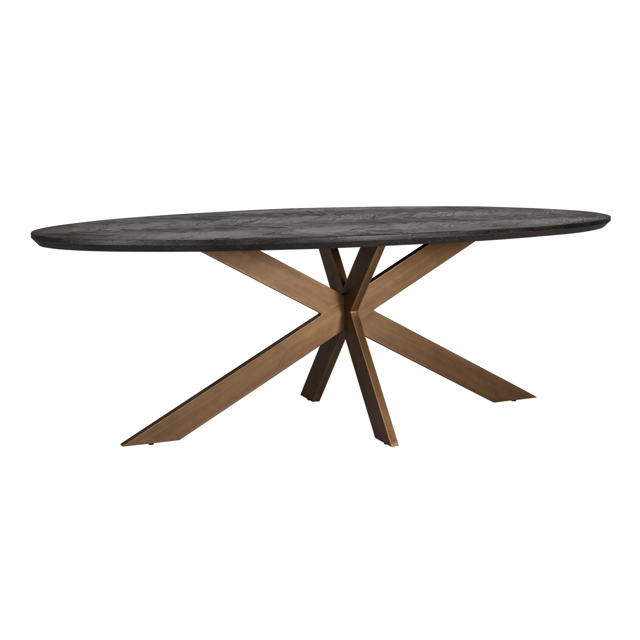 Esstisch Blackbone Brass black rustic oval 260 (Eiche|Metall) - Richmond Interiors