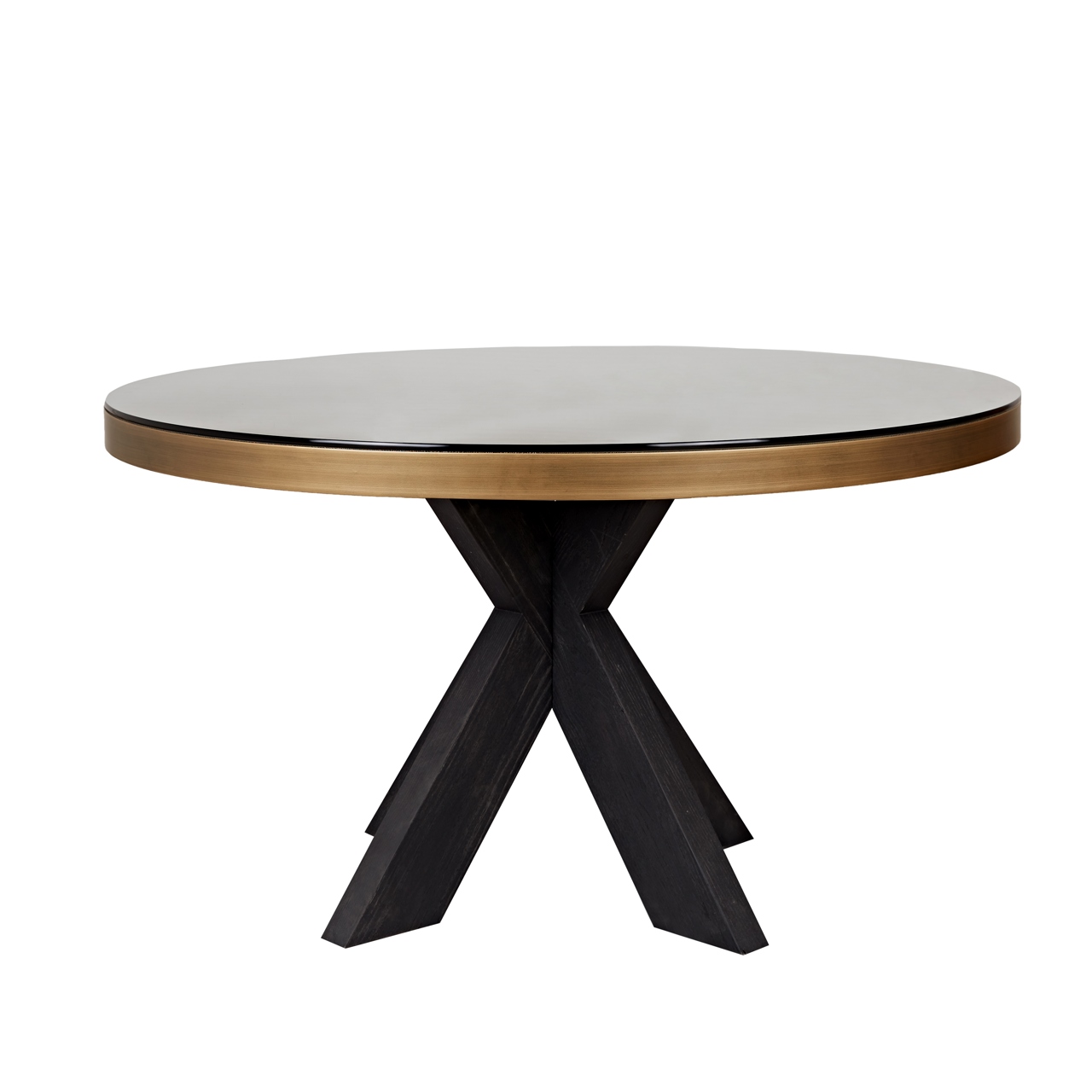 Mesa de comedor Bloomville brass shagreen con tapa de cristal incluida 140Ø - Richmond Interiors