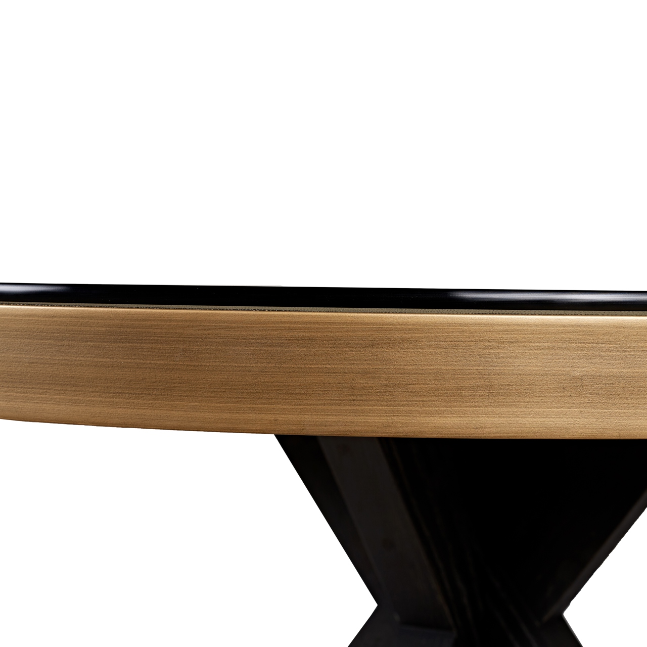 Mesa de comedor Bloomville brass shagreen con tapa de cristal incluida 140Ø - Richmond Interiors