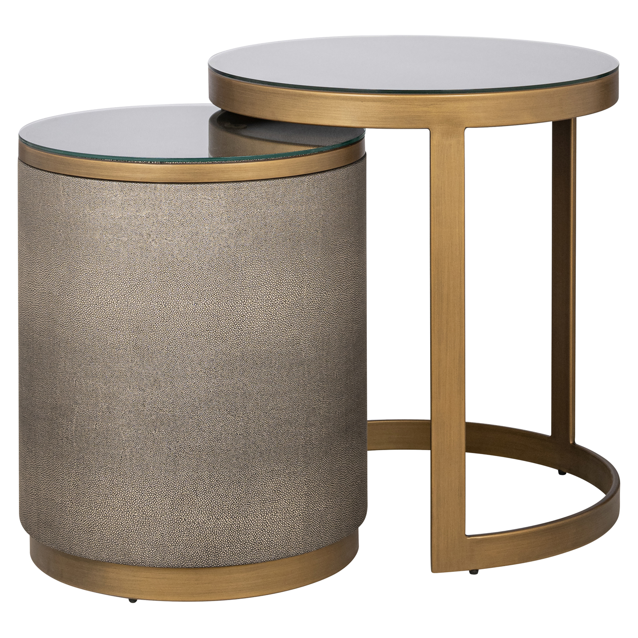 Mesa auxiliar Bloomville latón shagreen incl. cristal (juego de 2) - Richmond Interiors