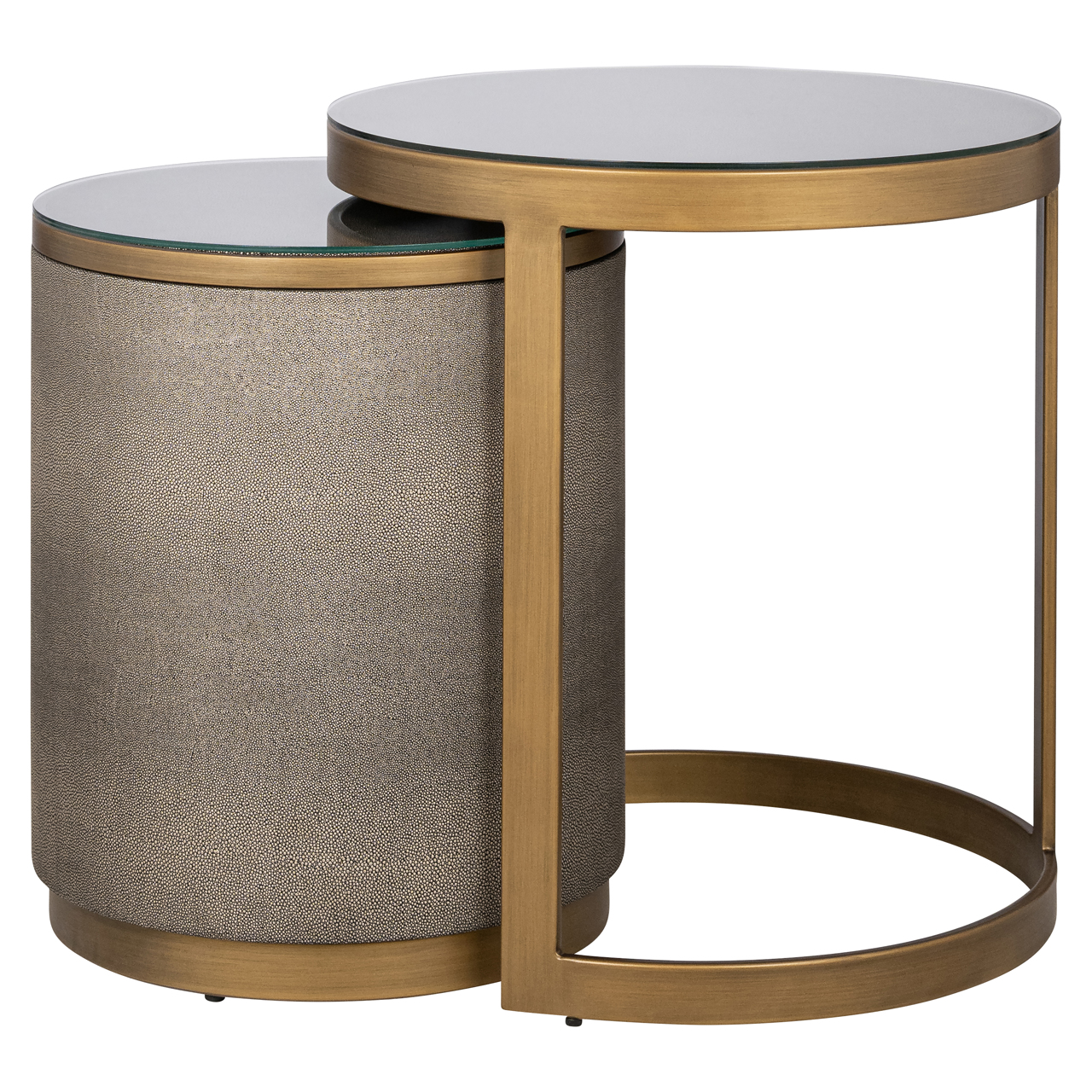 Beistelltisch Bloomville brass shagreen incl. glass (Set aus 2) - Richmond Interiors
