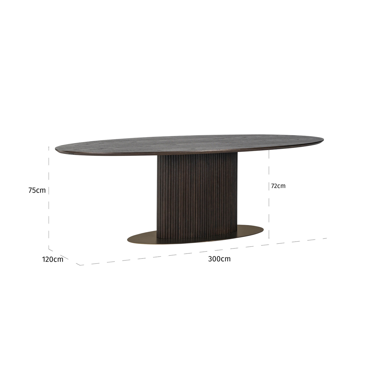 Esstisch Luxor brown oval 300 (Eiche|Ijzer|Sperrholz) - Richmond Interiors