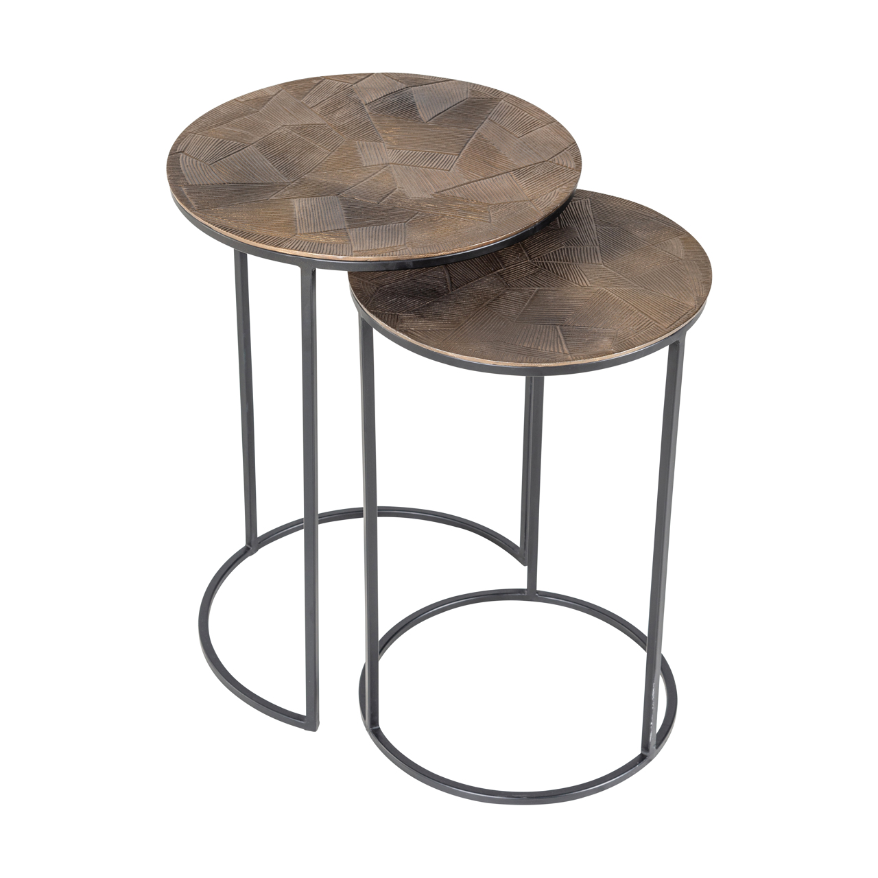 Beistelltisch Tulum brushed gold (Set aus 2) (Aluminium|Ijzer) - Richmond Interiors