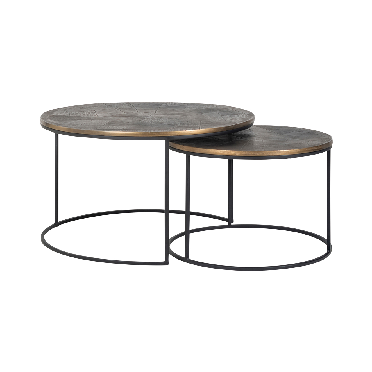 Couchtisch Tulum brushed gold (Set aus 2) (Aluminium|Ijzer) - Richmond Interiors