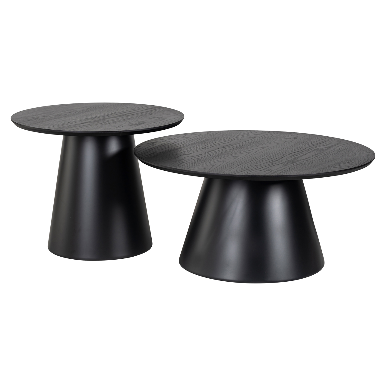 Couchtisch Jazz black (Set aus 2) (Eiche Fineer|Ijzer|Mdf) - Richmond Interiors