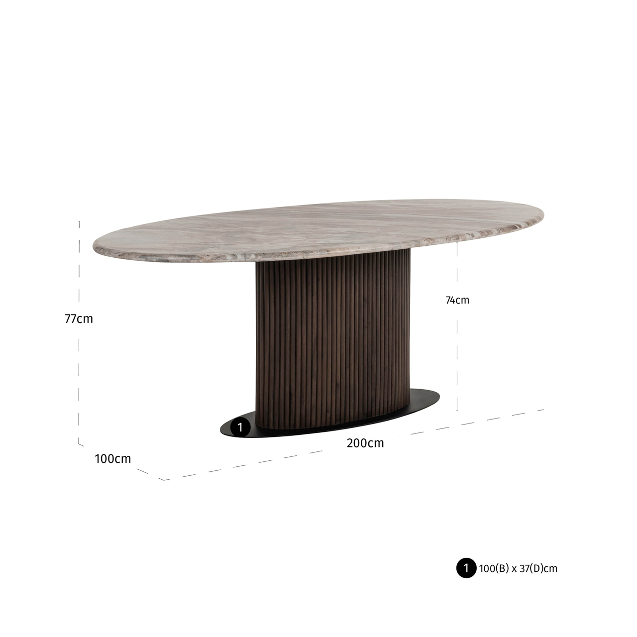 Mesa de comedor Rashford Blush beige ovalada 200 - Richmond Interiors