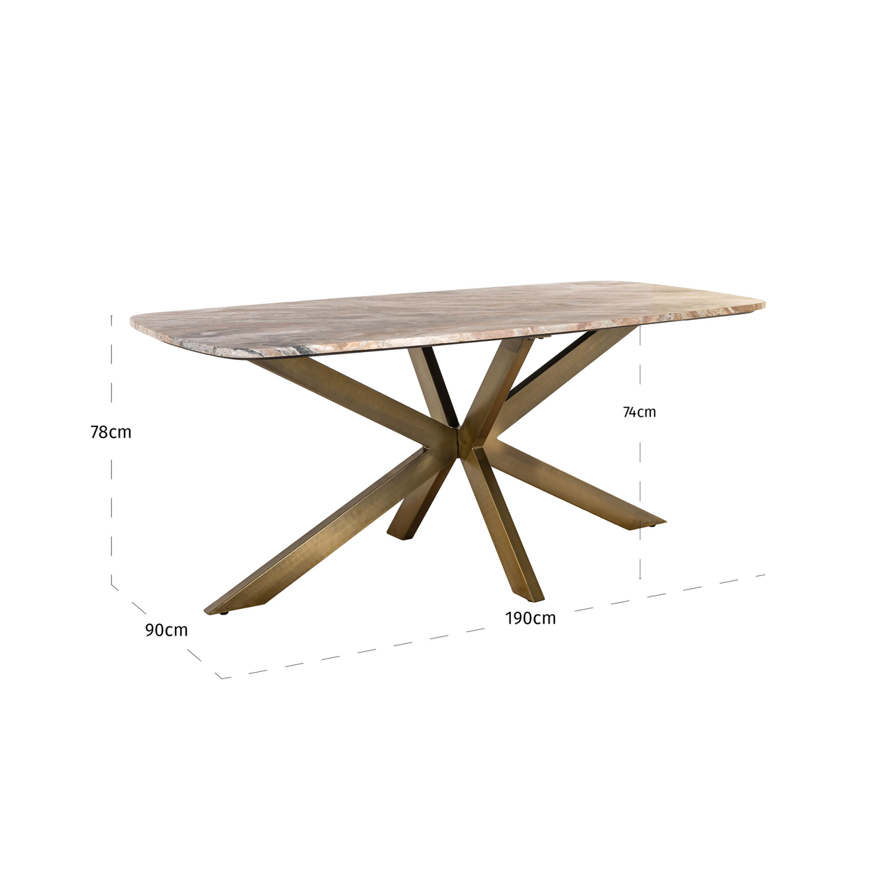 Dining Table Bottega Blush beige danish oval 190 - Richmond Interiors