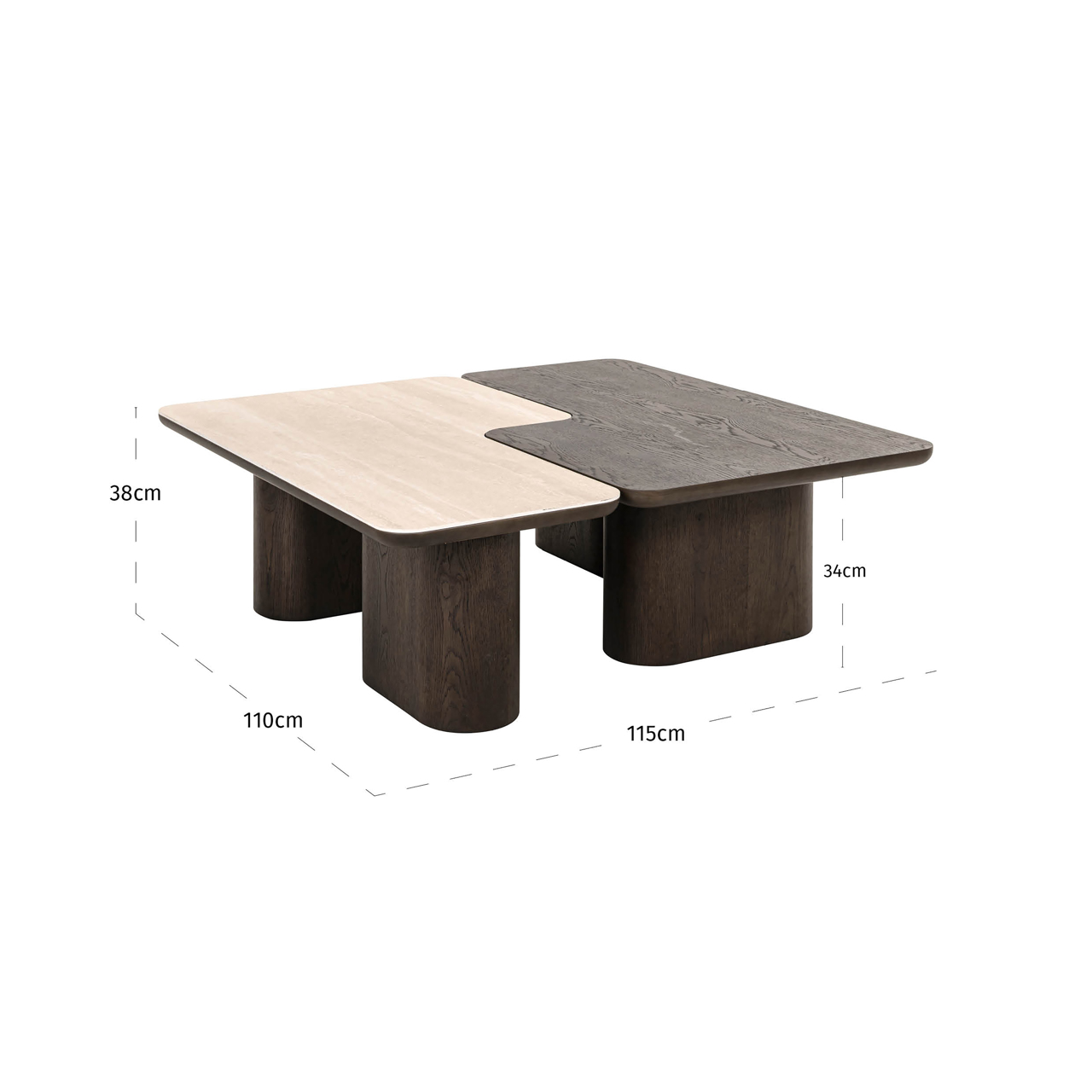 Mesa de centro Nando brown (set de 2) - Richmond Interiors