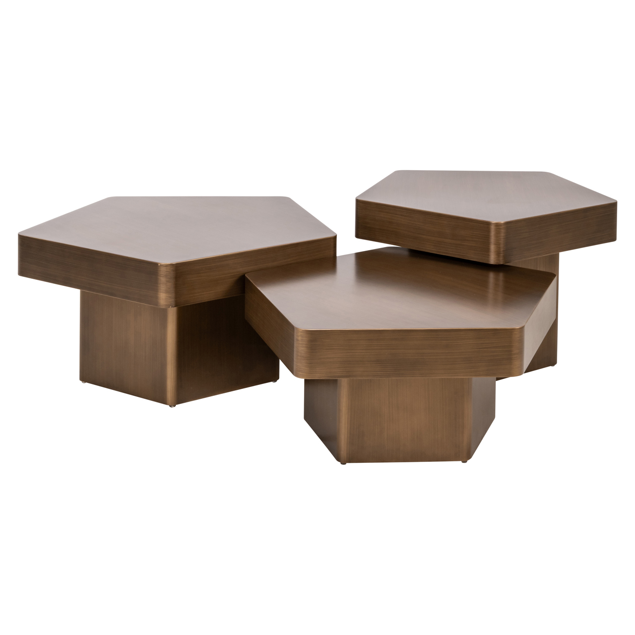 Coffee table Hexa brushed gold (set of 3) - Richmond Interiors