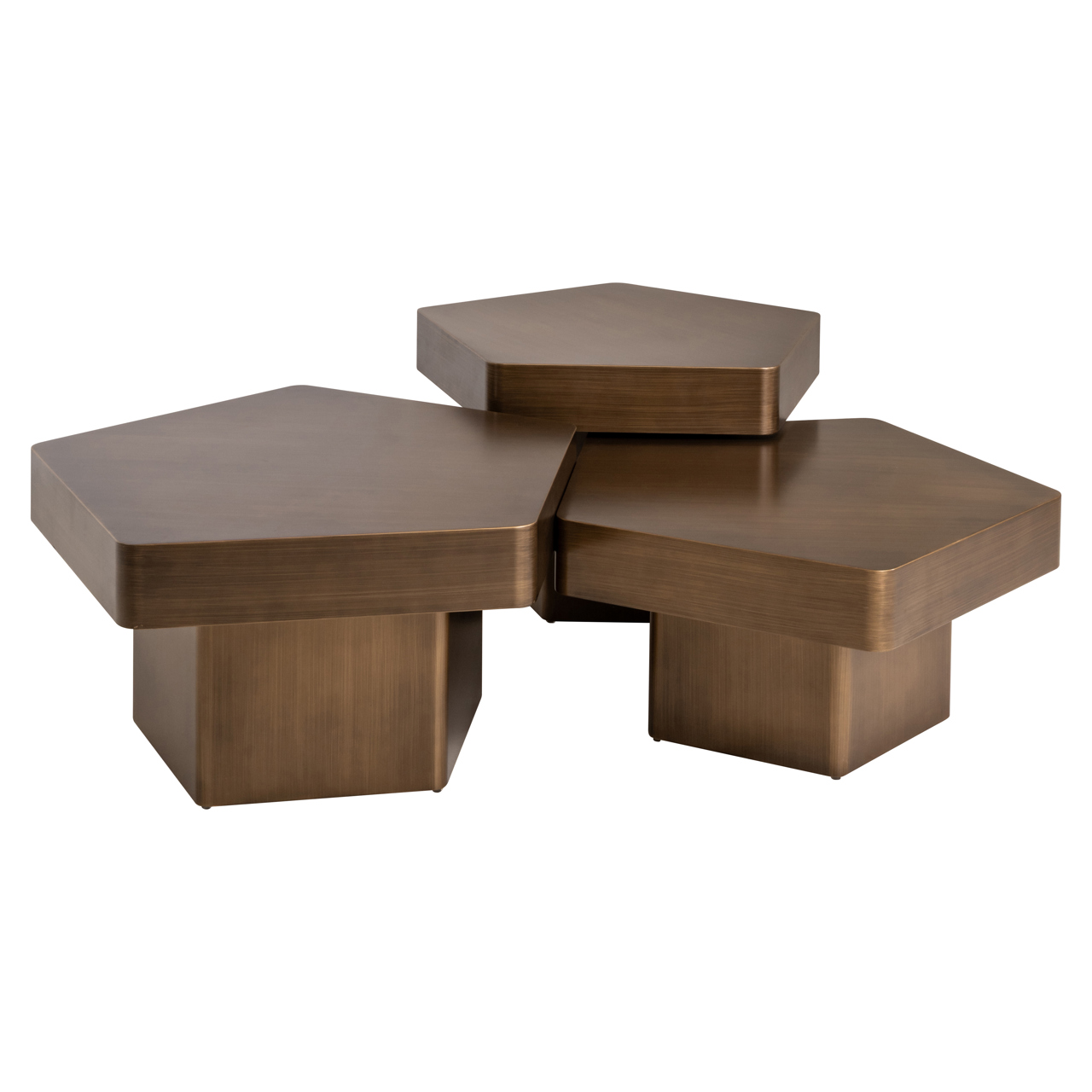 Coffee table Hexa brushed gold (set of 3) - Richmond Interiors