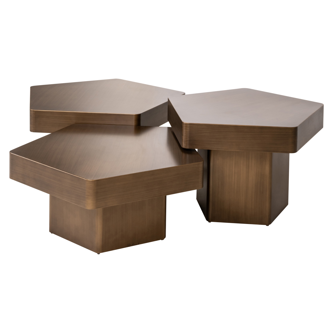 Couchtisch Hexa brushed gold (Set aus 3) (Ijzer) - Richmond Interiors