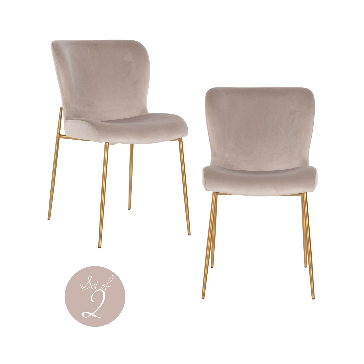 Esszimmerstuhl Odessa khaki velvet feuerhemmend (Set aus 2) - Richmond Interiors