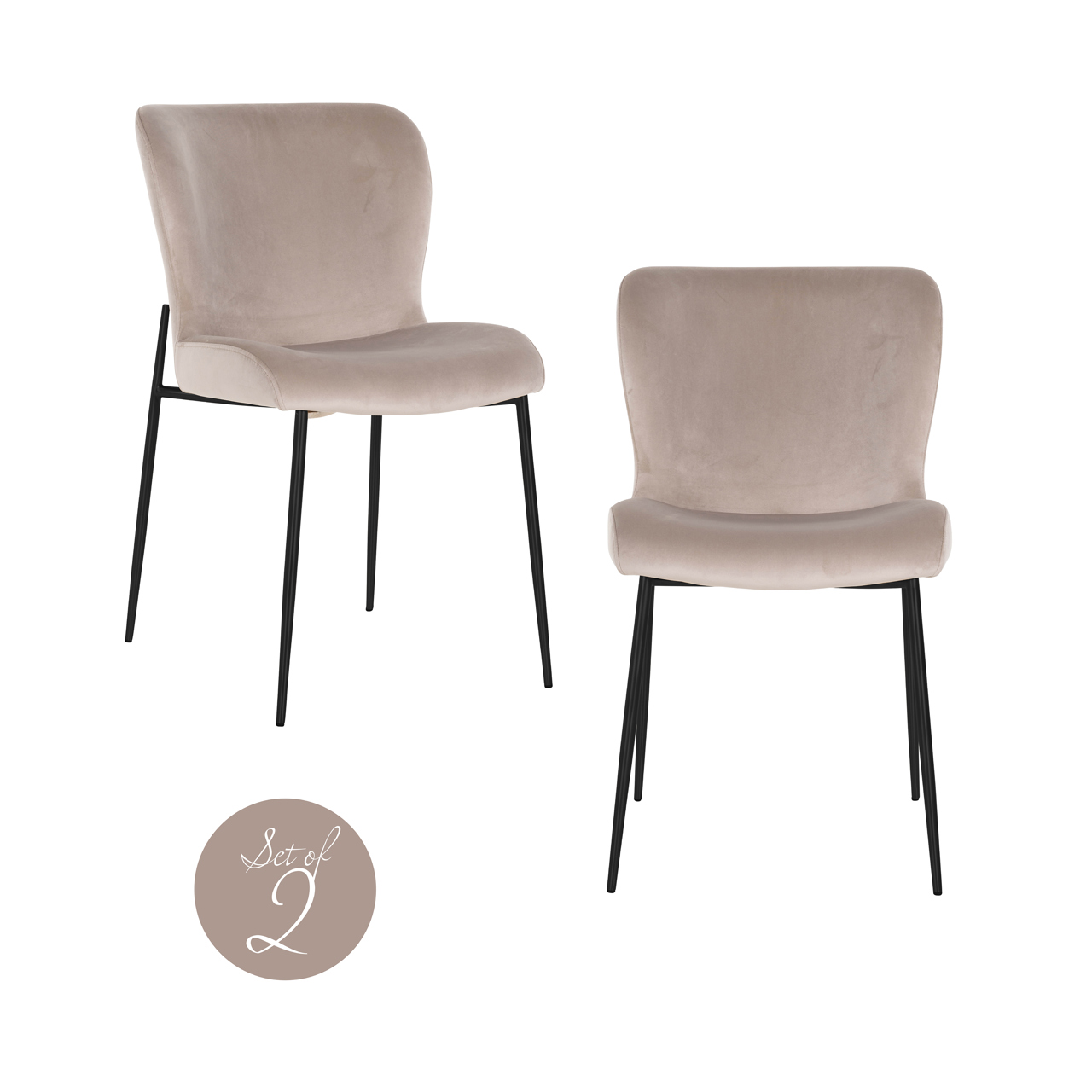 Esszimmerstuhl Darby khaki velvet feuerhemmend (Set aus 2) - Richmond Interiors