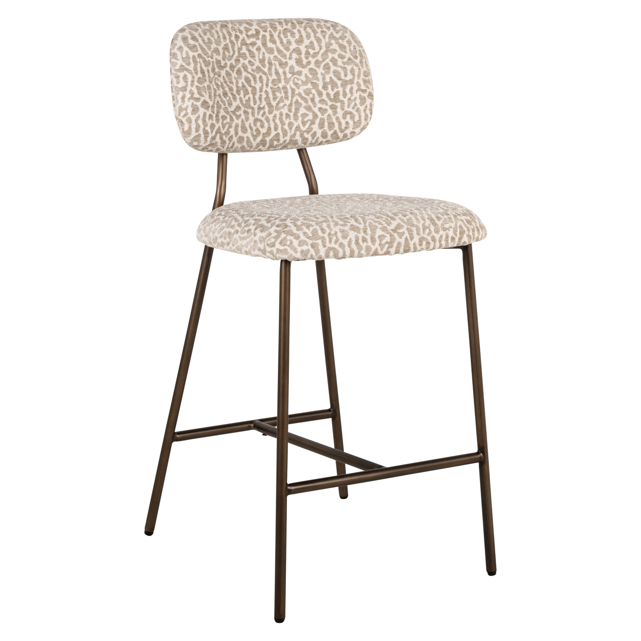 Thekenstuhl Xenia beige leopard feuerhemmend (Set aus 2) - Richmond Interiors
