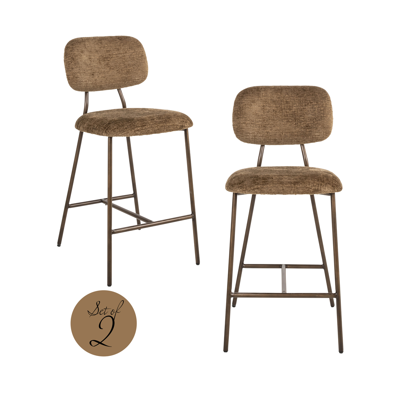 Silla alta de cocina Xenia brandy fusion retardante de llama (set de 2) - Richmond Interiors