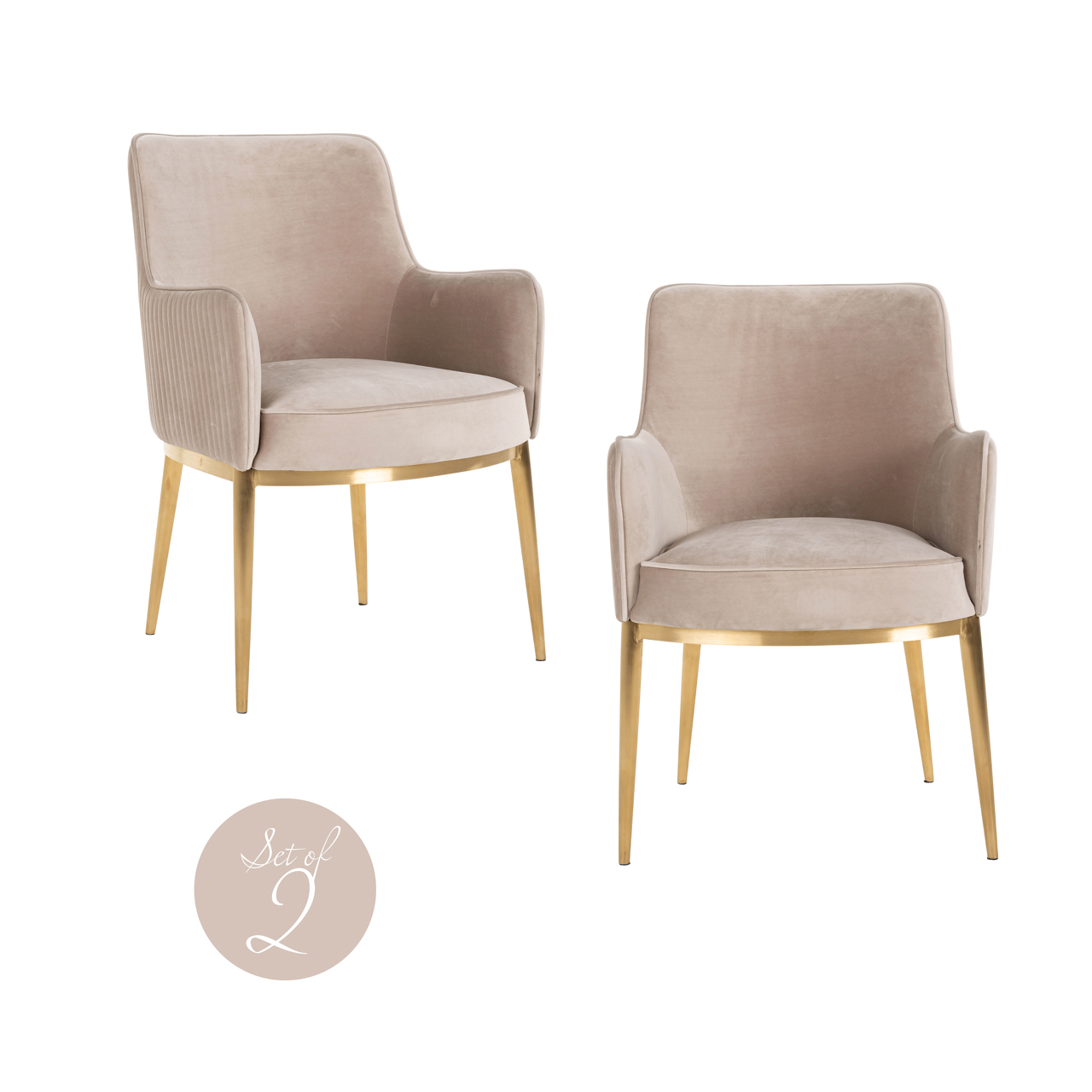 Esszimmerstuhl Breeze khaki velvet feuerhemmend (Set aus 2) - Richmond Interiors