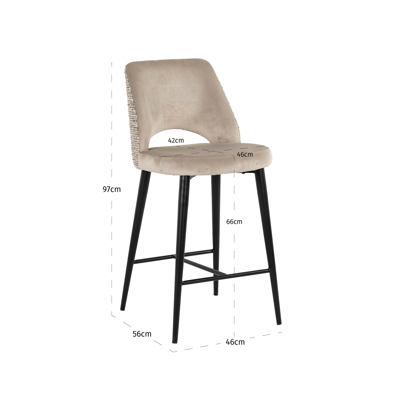 Thekenstuhl Tabitha trendy nature feuerhemmend - Richmond Interiors