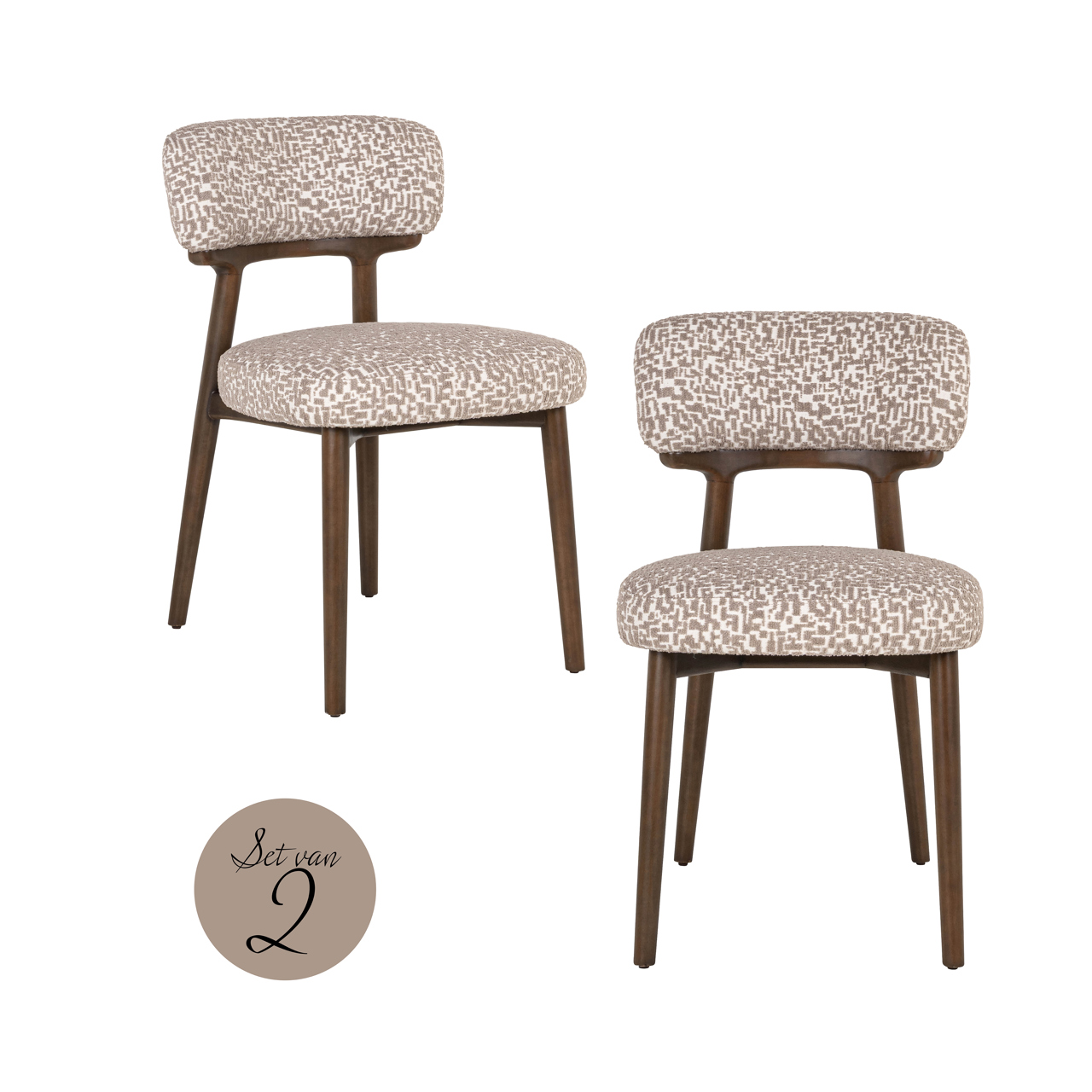 Silla de comedor Basker natural geo (set de 2) - Richmond Interiors