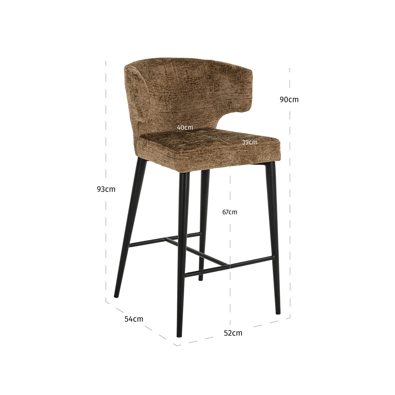 Silla alta de cocina Taylor brandy fusion retardante de llama - Richmond Interiors