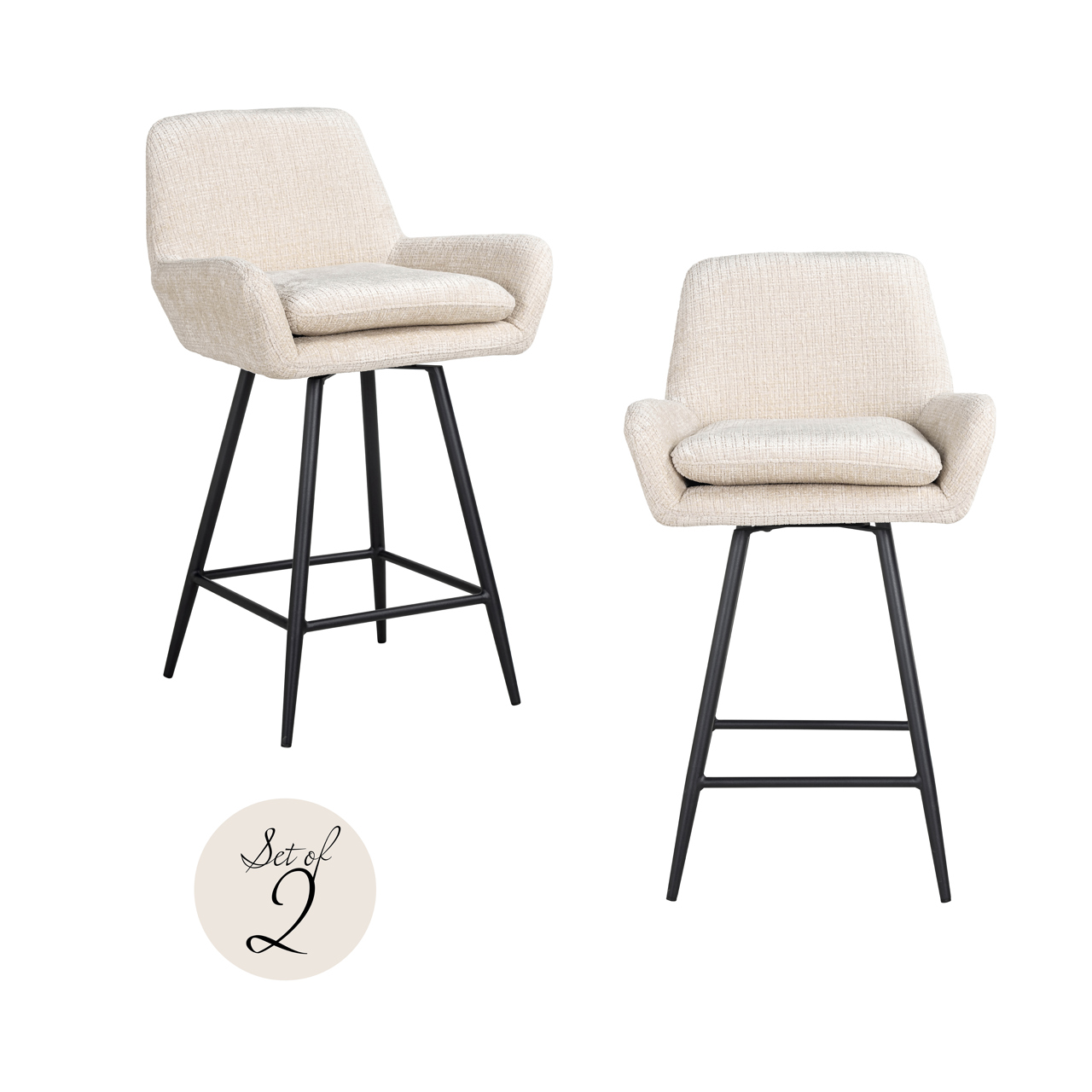 Thekenstuhl Linsey niagara beige (Set aus 2) - Richmond Interiors