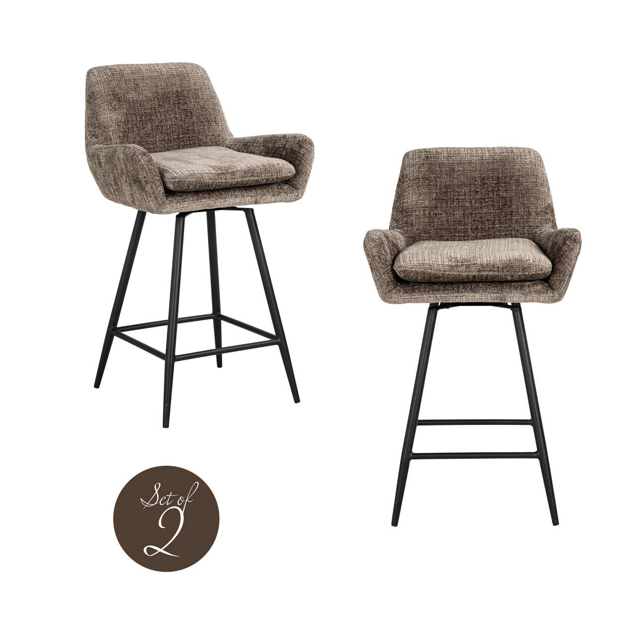 Thekenstuhl Linsey niagara stone drehbar (Set aus 2) - Richmond Interiors