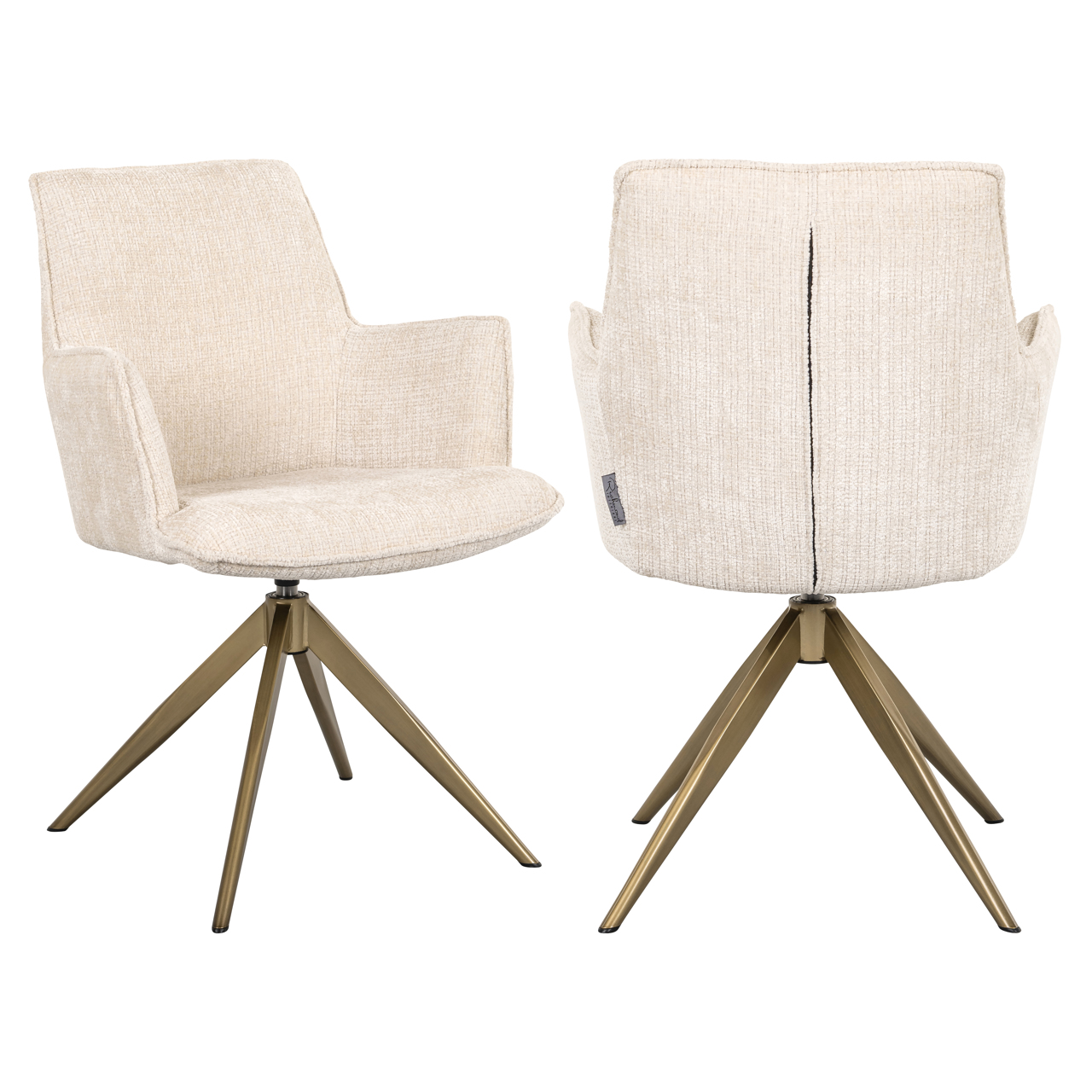 Silla de comedor Dakota niagara beige giratoria con reposabrazos - Richmond Interiors