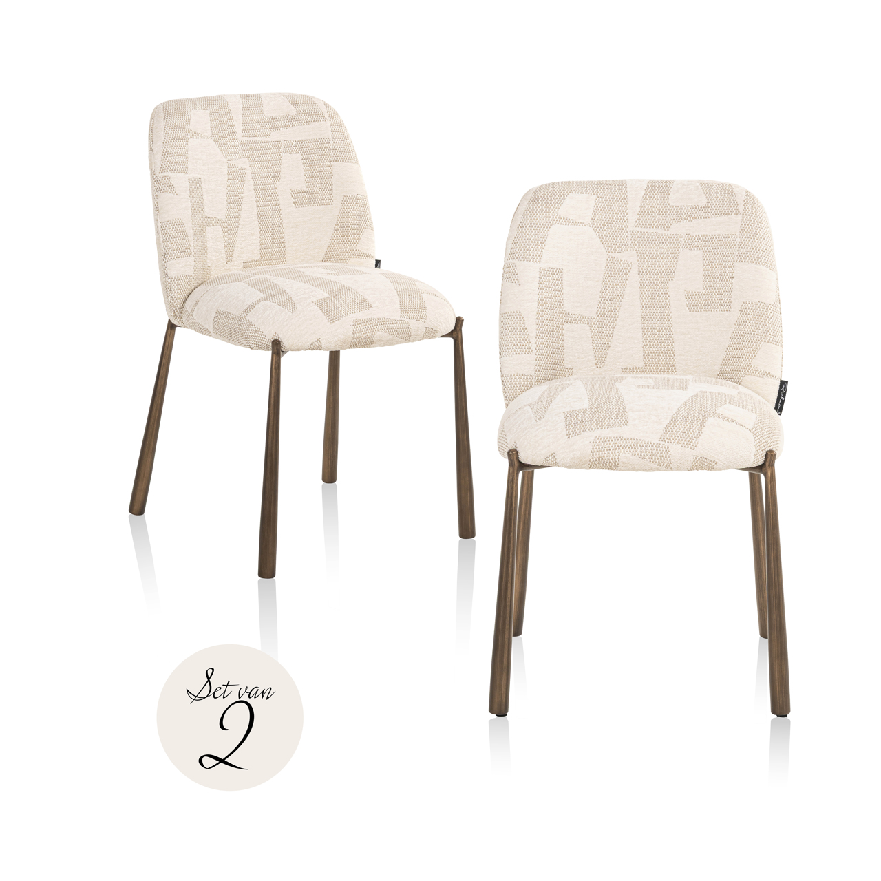 Esszimmerstuhl Lana beige graffic (Set aus 2) - Richmond Interiors